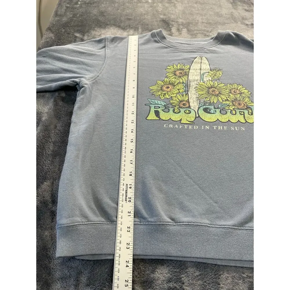 Rip Curl Surf Sweatshirt Women Small Blue Sunflower Surfboard Y2K Retro